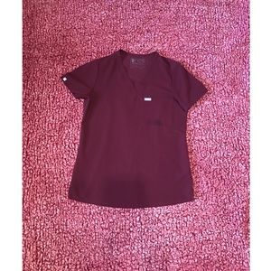 FIGS Maroon XS Catarina 1-Pocket Scrub Top